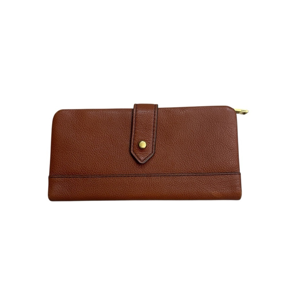 Fossil Lainie Multifunction Brown Pebbled Leather Long Wallet